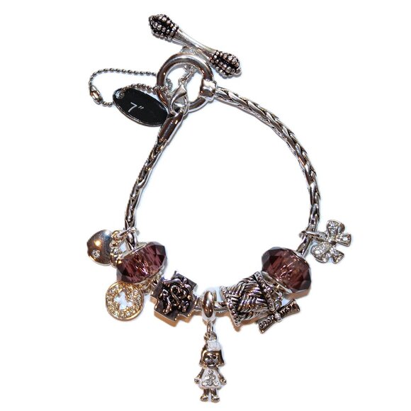 DaVinci Charm Bracelet 7" 9 Beads - RN Nurse Nursing School Diploma Silver CZ - Picture 2 of 4